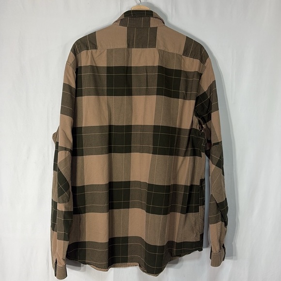 🍇 penguin, classic fit tan and dark green plaid brushed cotton button up shirt - Picture 4 of 4